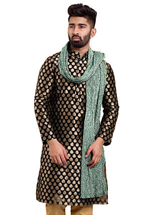 Glittered Crushed Tissue Men Stole in Sea Green