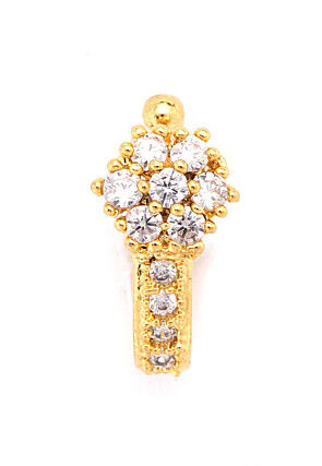 Gold Plated American Diamonds Studded Clip On Nose Ring