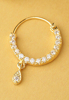 Gold Plated American Diamonds Studded Nose Ring