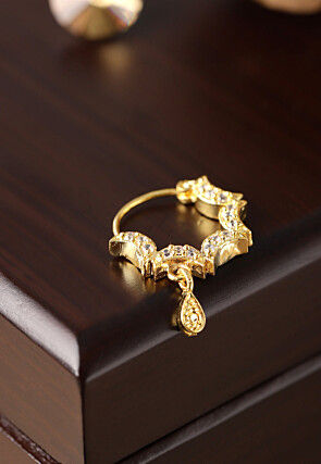 Gold Plated American Diamonds Studded Nose Ring