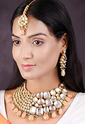 Gold Plated Kundan Choker Necklace Set