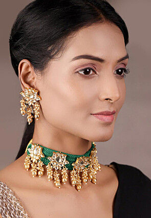 Gold Plated Kundan Choker Necklace Set