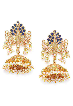 Gold Plated Meenakari Jhumka Style Earrings