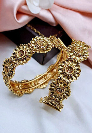 Golden Polished Openable Bangle Pair