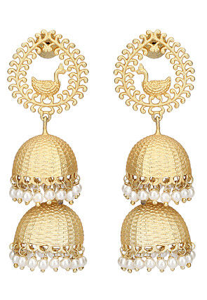Golden Polished Jhumka Style Earrings