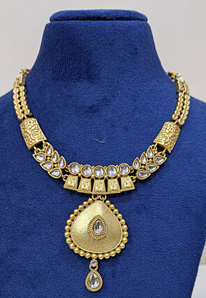 Golden Polished Kundan Necklace Set