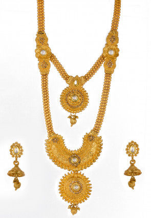 Golden Polished Kundan Necklace Set