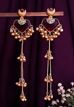 Golden Polished Stone Studded Earrings