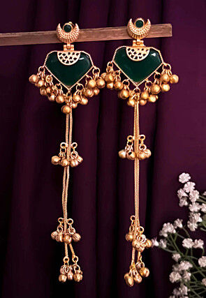 Golden Polished Stone Studded Earrings