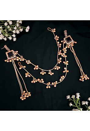 Golden Polished Stone Studded Earrings