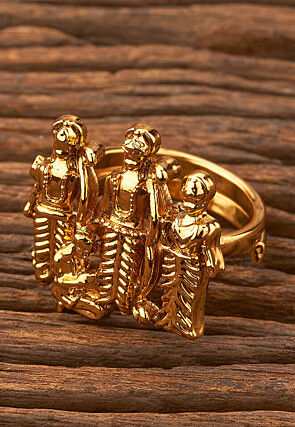Golden Polished Temple Adjustable Ring