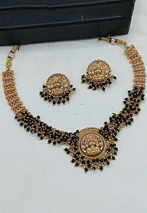 Golden Polished Temple Necklace Set