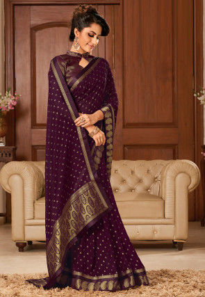 Buy Golden Georgette Sequence Work Saree With Blouse