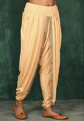 Golden Printed Rayon Salwar in Light Peach