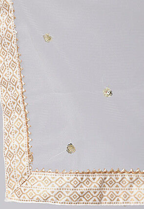 Golden Printed Viscose Rayon Pakistani Suit in Off White