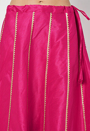 Gota Embellished Art Dupion Silk Skirt in Fuchsia
