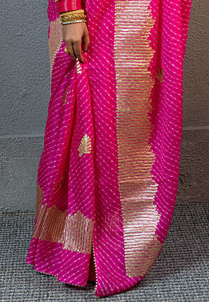 Gota Embellished Art Kota Silk Saree in Fuchsia