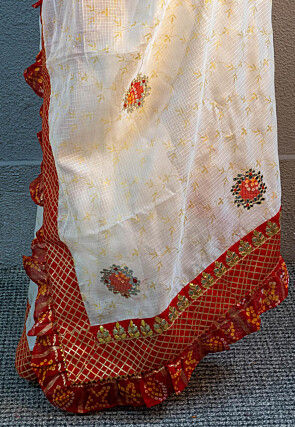 Gota Embellished Art Kota Silk Saree in Off White