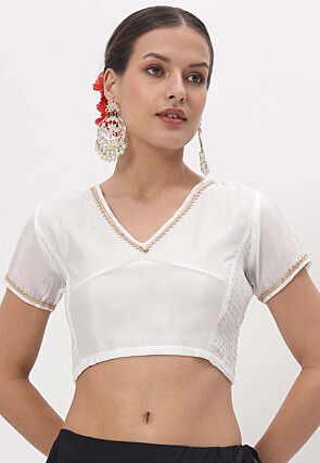 White - Cutdana Work - Readymade Saree Blouse Designs Online: Buy