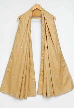 Gota Embellished Art Silk Dupatta in Beige