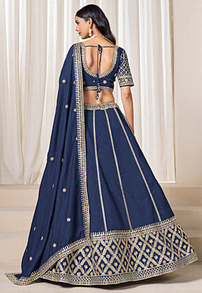 Gota Embellished Art Silk Lehenga in Navy Blue