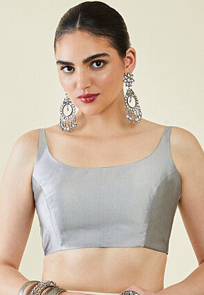 Gota Embellished Chiffon Saree in Shaded Grey and Yellow