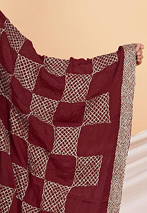 Gota Embellished Chinon Chiffon in Maroon