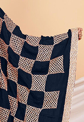 Gota Embellished Chinon Chiffon in Navy Blue