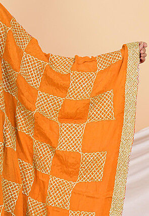 Gota Embellished Chinon Chiffon in Orange