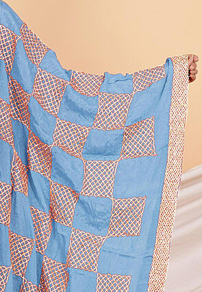 Gota Embellished Chinon Chiffon in Pastel Blue