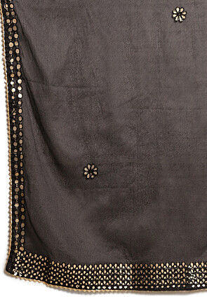Gota Embellished Chinon Crepe Dupatta in Black
