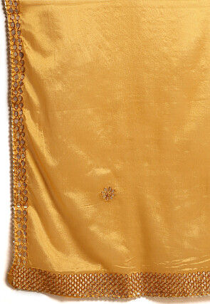 Gota Embellished Chinon Crepe Dupatta in Mustard