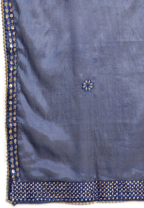 Gota Embellished Chinon Crepe Dupatta in Navy Blue