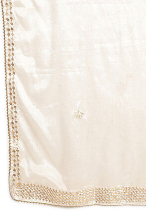 Gota Embellished Chinon Crepe Dupatta in Off White