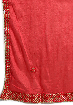 Gota Embellished Chinon Crepe Dupatta in Red
