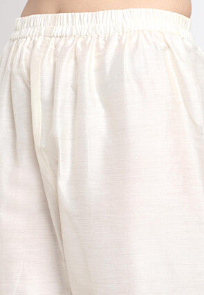 Gota Embellished Cotton Silk Pakistani Suit in Off White