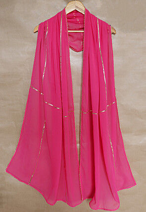 Gota Embellished Georgette Dupatta in Pink