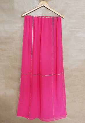 Gota Embellished Georgette Dupatta in Pink