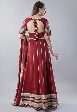 Gota Embellished Georgette Lehenga in Maroon