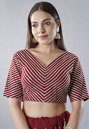 Gota Embellished Georgette Lehenga in Maroon