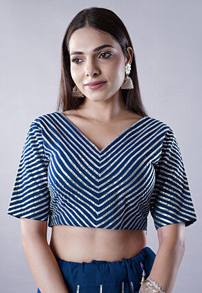 Gota Embellished Georgette Lehenga in Teal Blue