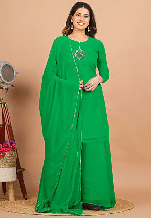 Gota Embellished Georgette Pakistani Suit in Pakistani Green