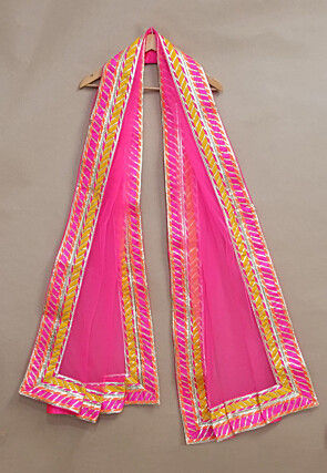 Gota Embellished Net dupatta in Fuchsia