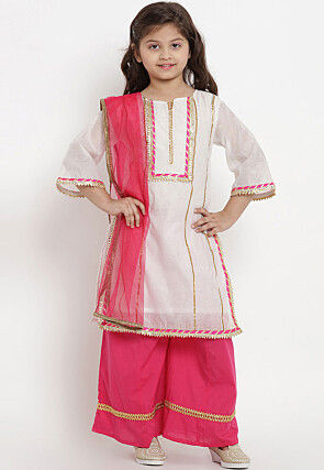 Gota Embellished Pure Chanderi Silk Pakitani Suit in White