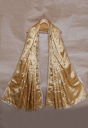 Gota Embellished Satin Silk dupatta in Beige