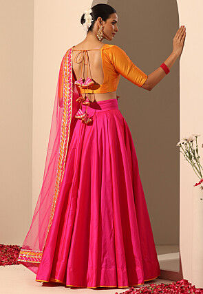 Gota Embellished Art Silk Lehenga in Fuchsia