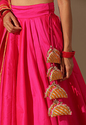 Gota Embellished Art Silk Lehenga in Fuchsia