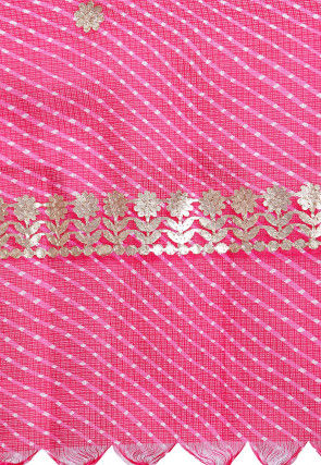 Gota Embroidered Cotton Doria Dupatta in Fuchsia