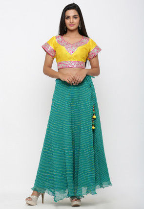 Gota Embroidered Dupion Silk Blouse in Yellow