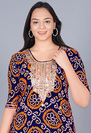 Gota Embroidered Pure Chinon Crepe Pakistani Suit in Royal Blue